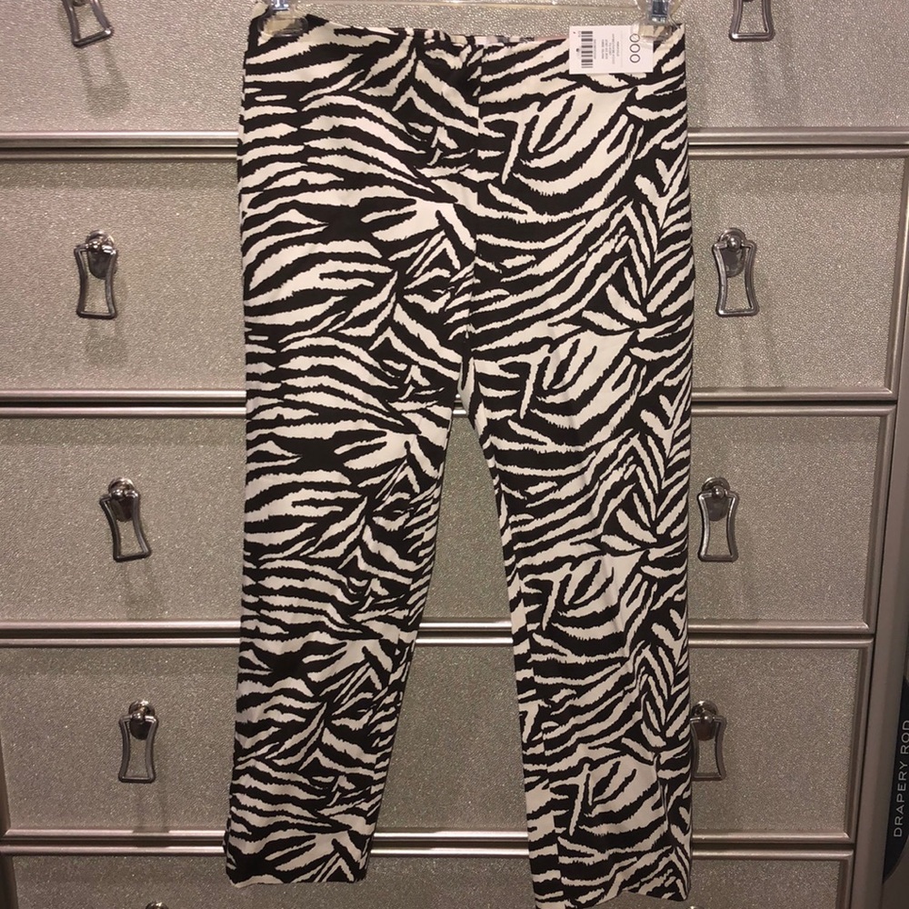 Zebra Print Side Zip Cropped Pants